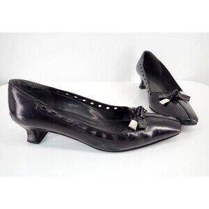STUART WEITZMAN Womens 6.5 M Black Leather Pump Dress Shoe Square Toe 2” Heels